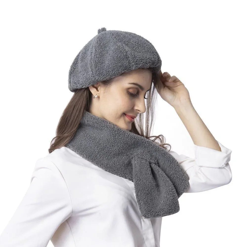 Scarf with Matching Fluffy Beret
